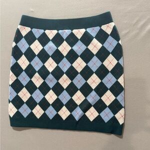 Free People Argyle Viola Sweater Mini Skirt in Marine Combo Large